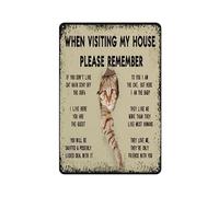 Plaque murale vintage en métal avec inscription « Cat When Visiting My House Please Remember Love Cat Rules » - Plaque murale publicitaire en métal - 30,5 x 40,6 cm