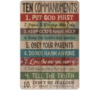 Plaque murale vintage en métal avec inscription « Dix Commandements » pour la maison, la salle de bain, le café, le bar ou le pub, 20 x 30 cm