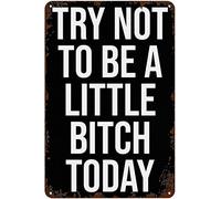 Plaque murale vintage en métal avec inscription « Try Not to Be A Bitch Today » - Décoration murale nostalgique pour la maison, la cuisine, les pubs - 20,3 x 30,5 cm