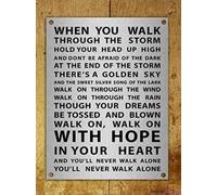 - Plaque murale vintage en métal avec inscription « Youll Never Walk Aloneativelic » - Décoration rétro en aluminium - 20,3 x 30,5 cm