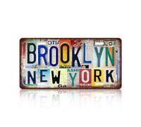 Plaque murale vintage en métal avec licence de New York Brooklyn pour bar, garage, chambre 30,5 x 15,2 cm