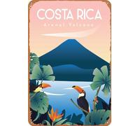 Plaque murale vintage en métal Costa Rica pour maison, bars, clubs, cafés, 20,3 x 30,5 cm