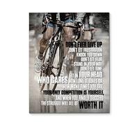 Plaque murale vintage en métal « Cycling Don'T Ever Give Up The Struggle Will All Be Worth It » - Décoration de salle de bain - 20,3 x 30,5 cm
