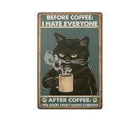 Plaque murale vintage en métal - Décoration murale pour maison, bar, café - Panneau amusant en métal avec inscription « Before Coffee I Hate Everyone » - 30,5 x 20,3 cm (vert)
