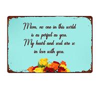 Plaque murale vintage en métal « Happy Mother's Day » - Décoration de jardin rétro - Inscription « Mom.No One In This World Is As Perfect As You » - Cadeau pour maman - 30,5 x 20,3 cm