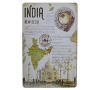 Plaque murale vintage en métal indien New Delhi