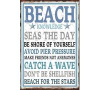 Plaque murale vintage en métal inspirée de la plage, décoration murale, connaissances sur la plage, soyez le rivage de vous-même, Seas The Day, attrapez une vague, citation amusante, plaque rétro en