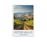 Plaque murale vintage en métal Potter Valley, Californie Affiche Murale Amusante Deco Vintage Panneau Decoratif Exterieur 30x40cm