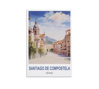 Plaque murale vintage en métal Saint-Jacques-de-Compostelle, Espagne, idéale pour un pub, un abri de jardin, un bar, un bureau, une caverne, une maison, une chambre, une salle à manger, 30 x 40 cm