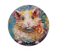 Plaque murale vintage en métal style peinture à l'huile avec hamsters dorés - Décoration murale pour café, club, jardin - 20,3 x 20,3 cm