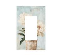 Plaque murale vintage pivoines blanches dans un petit pot - Plaque murale à bascule simple - Décoration pour la maison, la cuisine, la salle de bain