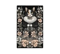 Plaque murale vintage pour interrupteur en forme de chat - Motif floral noir et beige - Pour décoration d'intérieur - Plaques murales en thermoplastique - Taille standard