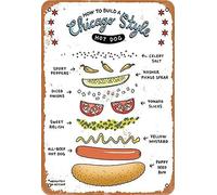 Plaque Murales Comment Créer Un Logo De Hot-Dog Stylé Plaque Métallique Suspendre Signes Pour Bureau Cuisine Café Exterieur M