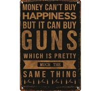 Plaque Murales l'argent Ne Fait Pas Le Bonheur, mais Il Peut Acheter des Armes, Ce Qui Revient Au Même. 20X30Cm Décoration Fer Plaque en Métal Panneau pour Maison Pub Cour