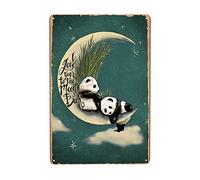 Plaque Murales Panda, Je T'Aime Jusqu'À Ma Mune Et Retour Plaque Métal Murale Panneau Pour Salon Maison Toilettes Cuisine S