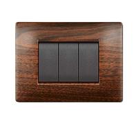 Plaque Mylife Q 3 modules bois foncé (électrocanaux code ECL2883LS)