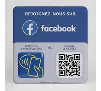 Plaque NFC et QR Code 12x12cm - Boostez votre présence en ligne sur Facebook