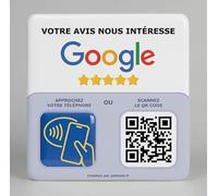 Plaque NFC et QR Code pour Google Avis - 12x12cm - Boostez votre présence sur Google - Avis google pour enseignes et entreprises