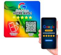 Plaque NFC + QR pour Récolter des Avis Google | Outil Marketing Local | Compatible Tous Smartphones | Installation Facile | Commerçants, Indépendants, Boutiques