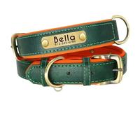 Plaque Nominative en Cuir PU Personnalisée Collier De Chien Nom De Gravure Rembourré Doux pour Petits Chiens Moyens Grands Réglables Color2,S