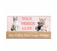 Plaque nominative personnalisée en acrylique avec texte, titre, logo, plaque de bureau éclairée à LED transparente pour les professionnels (personnalisée)