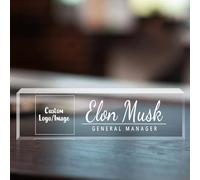 Plaque nominative personnalisée pour bureau, plaque nominative en acrylique, plaques gravées sur mesure avec logo ou image pour la décoration de bureau, idéale pour enseignants, avocats, managers