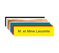 Plaque Nominative PVC pour Boîte aux Lettres 10 x 2,5 cm - Personnalisable avec Écriture Noir sur Fond Jaune