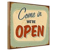 Plaque nostalgique « Come in We're Open » | Style rétro pour les magasins et les cafés | Idéal pour la décoration et la réception des clients | 40 cm x 30 cm