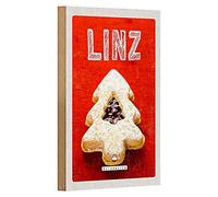 Plaque nostalgique en bois | Linz | Autriche | Biscuits de Noël | 12 cm x 18 cm