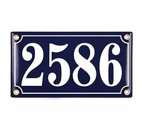 Plaque Numéro de Maison | 12x22 cm | Plaque emaillée personnalisée | Plaque Numéro de Rue | Panneau de Porte (bleu)