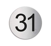 Plaque - Numéro de porte - 31 | Ø 75 mm auto-adhésif | acier inox brossé 41021