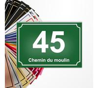 Plaque numéro de rue 15x10cm adhésive en PVC - Gravure Laser - 22 Couleurs - Avec ou Sans Motif (Vert foncé texte blanc)