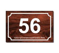 Plaque Numéro de Rue Personnalisable - 15x10 cm - Numéro de Maison Gravé pour Immeuble Maison en PVC Résistant Extérieur Fixation Adhésif, Trous ou Cache Vis - Cerisier