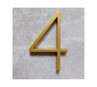 Plaque NuméRo Maison Moderne BrosséE, 127mm Golden Floating Moderne Maison Numéro de porte d'or Numéros d'adresse la maison pour Numérique Plaques signalisation extérieure 5 po. # 0~9 ABC(4)