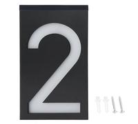 Plaque Numéro Solaire Extérieure LED, Lumière de Porte d’Adresse, Étanche IP55, 6 LED Grande Taille - Économie d’Énergie, Chargement Solaire, Idéal pour Maison et Boutique (Numéro 2)