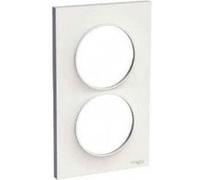 Schneider Electric - Odace Styl, plaque Blanc 2 postes verticaux entraxe 57mm - S520714