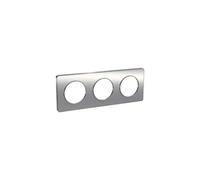 Plaque Odace Touch - Aluminium brossé avec liseré aluminium- Triple horizontale / verticale 71mm