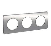 Plaque Odace Touch - Aluminium brossé avec liseré aluminium- Triple horizontale / verticale 71mm