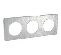 Plaque Odace Touch - Aluminium brossé croco avec liseré aluminium - Triple horizontale / verticale 71mm aluminium G