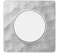 Plaque Odace Touch - Aluminium martelé avec liseré blanc - Unique blanc G