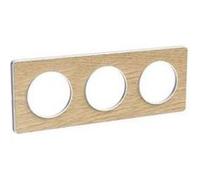 Plaque Odace Touch - Bois naturel avec liseré blanc - Triple horizontale / verticale 71mm blanc G