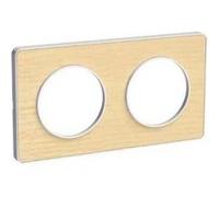 Schneider Electric - Odace Touch, plaque Bois nordique liseré Blanc 2 postes horiz./vert. 71mm - S520804M