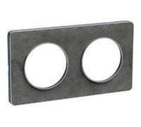 Schneider Electric – Plaque 2 postes Odace Touch Ardoise, liseré aluminium, entraxe 71 mm
