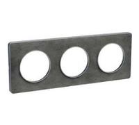 Plaque Odace Touch - Pierre ardoise avec liseré aluminium - Triple horizontale / verticale 71mm aluminium G