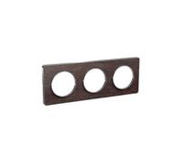 Plaque Odace Touch - Wengé avec liseré aluminium - Triple horizontale / verticale 71mm