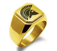Plaqué Or Acier Inoxydable Ares Grecque Dieu de la Guerre Bague polie de Style Motard carré, Taille 56