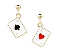 Plaqué Or Cartes à Jouer Motif Boucles d'Oreilles Cadeau De Bijoux | Boucles d'Oreilles Poker Uniques Et Drôles Pour Les Femmes