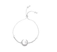 Plaqué Or Chanceux Coloré Étoile Lune Bracelet Plein Pétale Bracelet Étoile Lune Strass Bracelet Réglage Bracelets Pour Femmes Jonc Couleurs Couple Messages Plusieurs Bijoux (Silver, One Size)