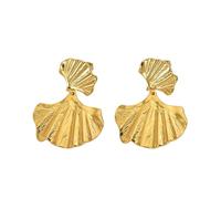 Plaqué or Ginkgo feuille pendentif boucles d'oreilles pour les femmes minimaliste élégant tous les jours