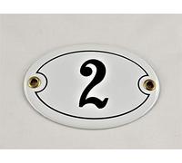 Plaque ovale en émail blanc et noir n°2